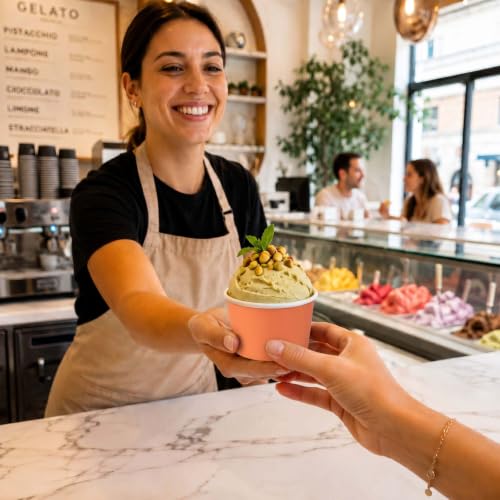 Image of Coppetta 4 Ounce Dessert Cups, 50 Disposable Ice Cream Cups - Lids Sold Separately, Heavy-Duty, Orange Paper Frozen Yogurt Bowls, For Hot And Cold Foods, Perfect For Gelato Or Mousse - Restaurantware