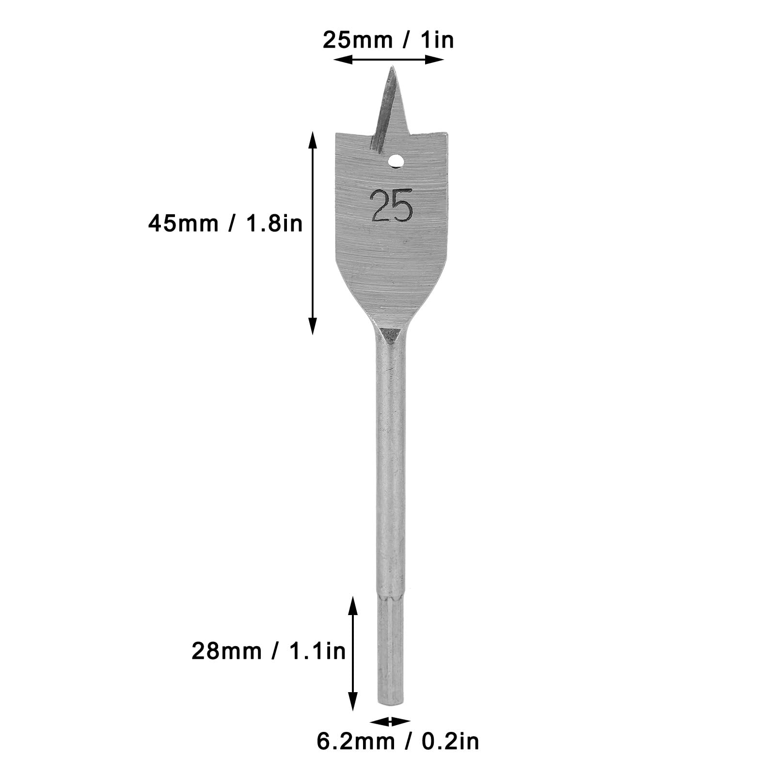 4 szt. Zestaw wierteł łopatkowych, 12mm płaskie wiertło do drewna, wiosło ze stali wysokowęglowej płaskie bity otwieracz do otworów w drewnie DIY narzędzia do wiercenia (25mm)