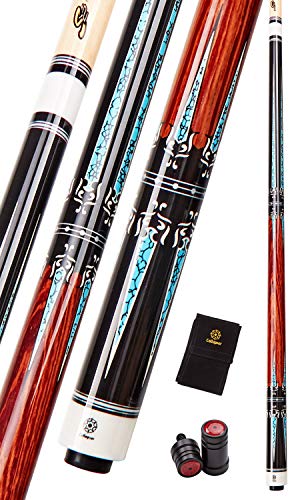 Collapsar Cxt010 Pool Cue With Soft Case,Black With Cream Points And Turquoise,Wrapless Handle 58Inch Professional Pool Stick (Cocobolo Handle, 20 Ounce) #TOP28