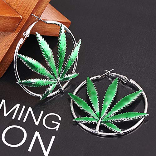 Boderier Hoop Earrings For Women Saint St Patricks Day Green Cannibis Weed/Pot Marijuana Leaf Earrings Fashion Jewelry thumb #3