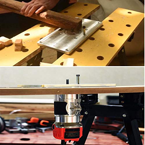 Aluminum Alloy Router Table Insert Plate with Router Insertion Ring and Install Screws for DIY Woodworking Engraving Machine Benches (Size:300mm x 235mm x 9.5mm)