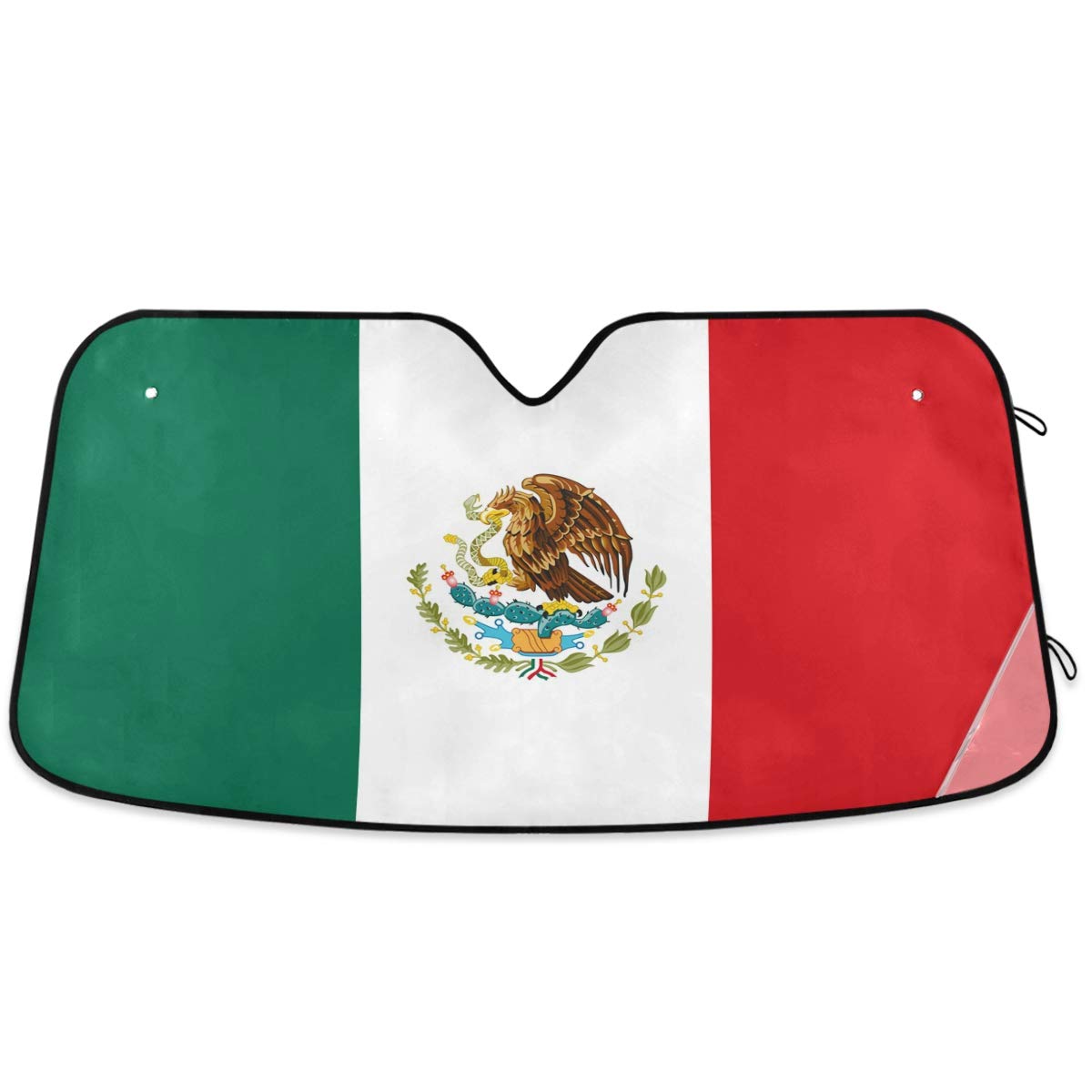 Parasol plegable para parabrisas de coche con la bandera de México para mantener tu vehículo fresco (55" x 27.6")