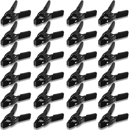 Honeydak 24 Pcs 4 Spring Clamps 1.5 Jaw Opening Metal Spring Clamps Heavy Duty Clips Strong for Woodworking Backdrop Photography Furniture Crafts (All Black)