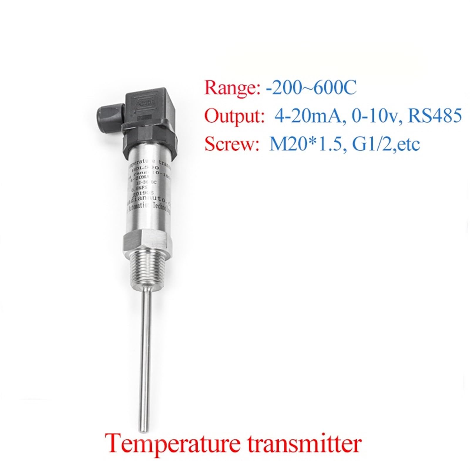 PT100 Eingang Temperatur Sensor Analog Ausgang DC24V Power Temperatur Sender 400C Messung(0-200 4-20mA)