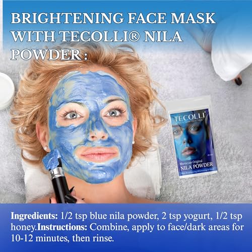 Image of Original Moroccan Blue Nila Powder 45g - Pure & Natural Face Mask for Skin Brightening, Purifying, and Whitening