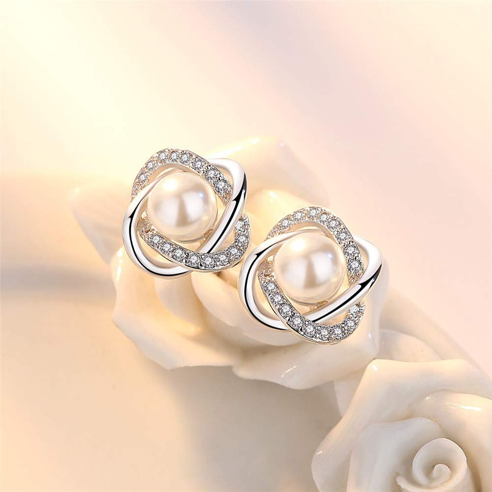 Zestaw eleganckich kolczyków Kolczyki damskie Biżuteria damska 925 Sterling Silver Seria pereł Kolczyki sztyfty z błyszczącym kryształem Rhinestone Kolczyki ślubne Biżuteria Akcesoria Prezent miłosny