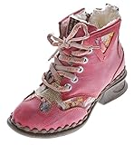  Leder Damen Winter Stiefeletten Comfort Knöchel Schuhe TMA 5171 Rot Boots gefüttert Gr. 39