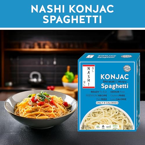 Nashi Shirataki Konjac Moyu Spaghetti – Keto-freundliches Essen, Glucomannan-Premium-Rezept für geruchsfreien Geschmack, geeignet für vegane, fettfreie kalorienarme Ernährung Verzehrfertig (8×190g)