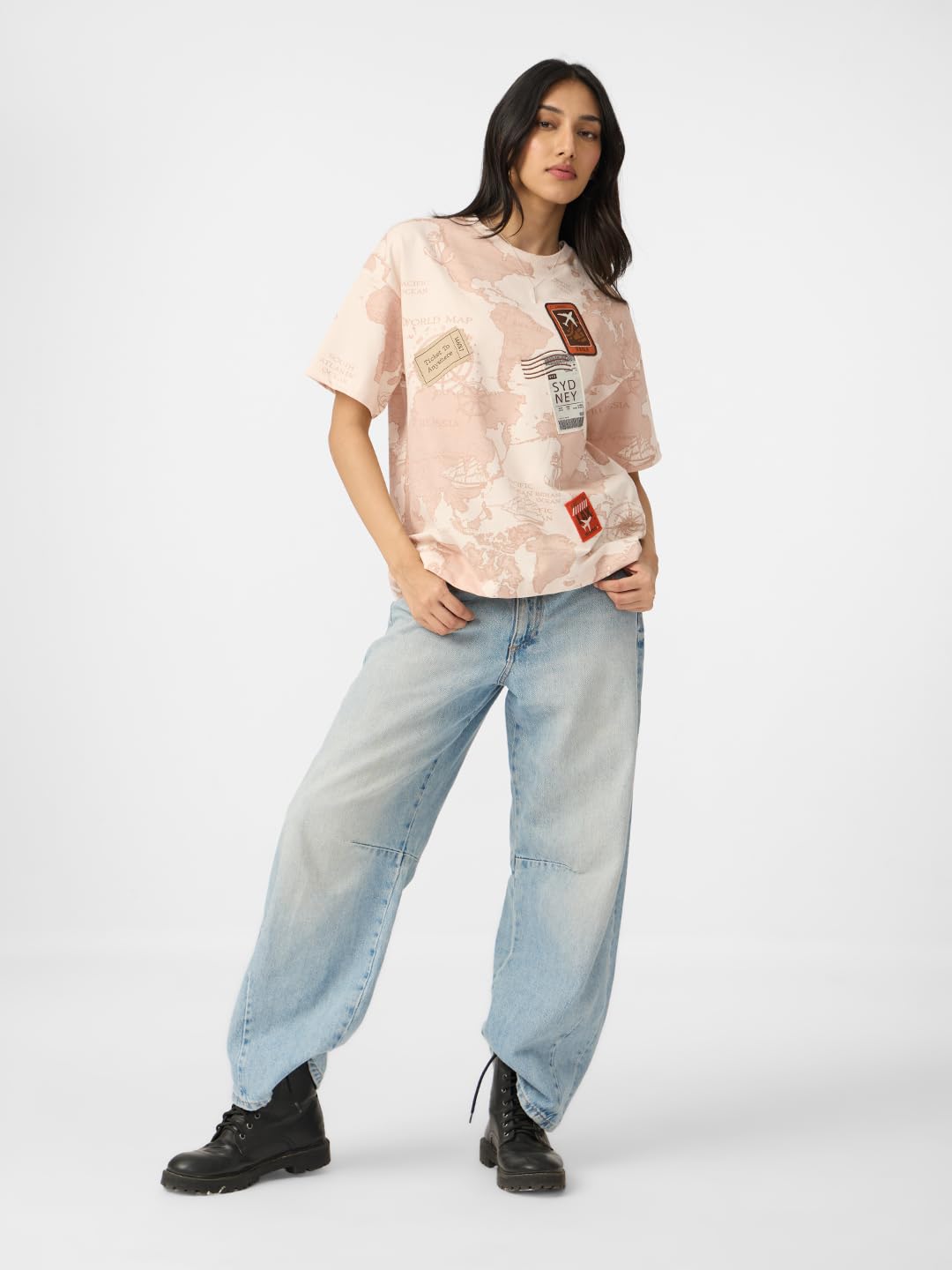 The Souled Store Camisetas de manga corta de algodón con cuello redondo para mujeres y niñas
