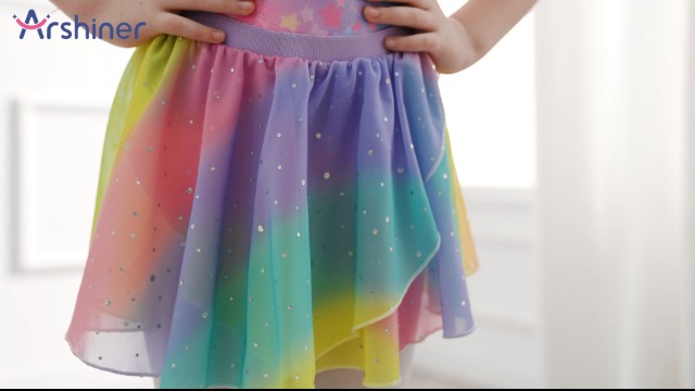 Arshiner Ballettkleid Mädchen Mit 3-lagigem Tutu - Langarm Ballerina Kostüm 2-8 Jahre