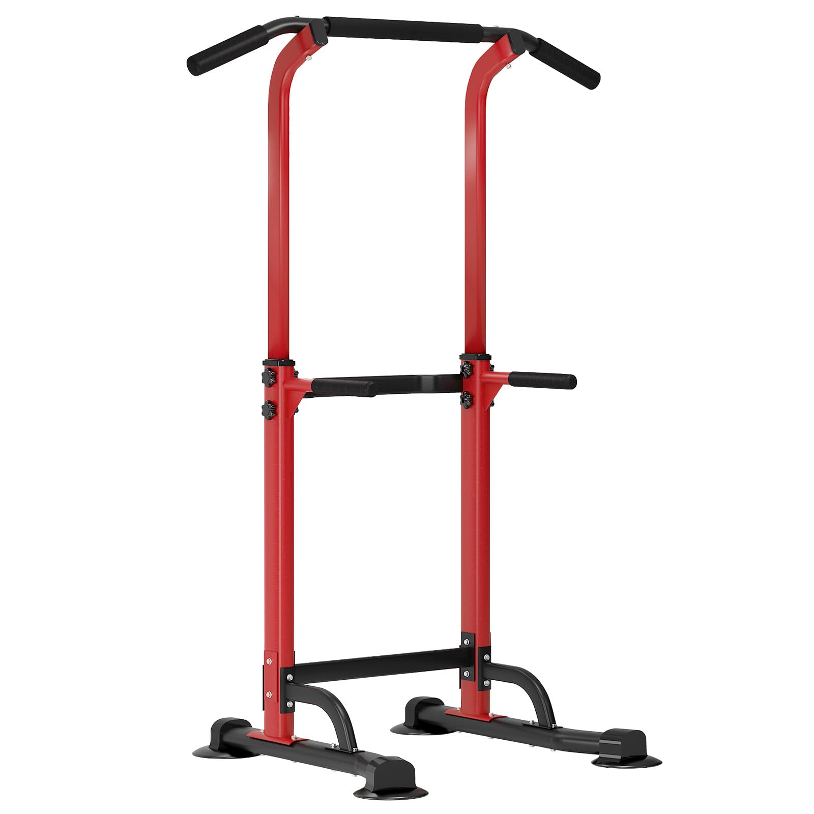 SDHYL Power Tower - Estación de dominadas, altura ajustable, para entrenamiento abdominal, para principiantes y profesionales, color rojo y negro