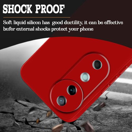 Image of Back Cover for Vivo V40 5G / V40 Pro 5G | Full Camera Protection | Premium Liquid Silicon Case | Flexible Bumper Case for Vivo V40 5G / V40 Pro 5G (Red)