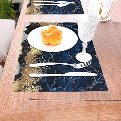 Sets de table tissés résistants à la chaleur imperméables bleu marine - 8