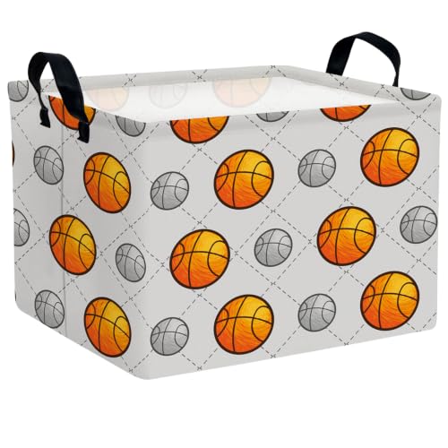 Image of Kid Cute Nursery Storage Basket Baby Toy Clothes Storage Bin Playroom Bedroom Decor Gift Basket (Basketball)