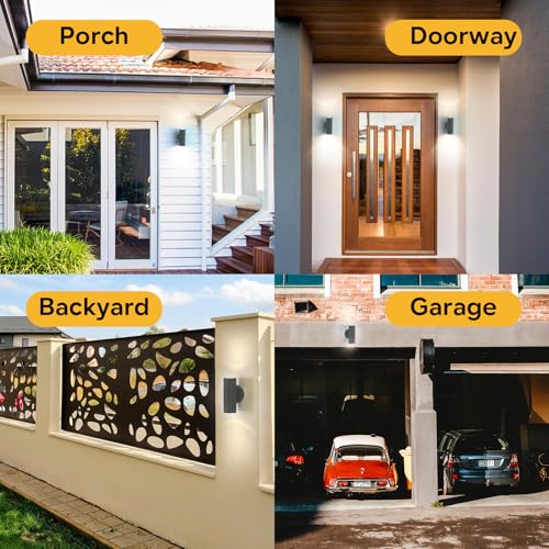 Kerry Wall Lights, Up Down Mains Powered Lighting, Anthracite Grey Stainless Steel IP44 Waterproof, Exterior Wall Sconce for, Front Door, Patio, Porch, Garden, Garage, 2 Pack - Image 6
