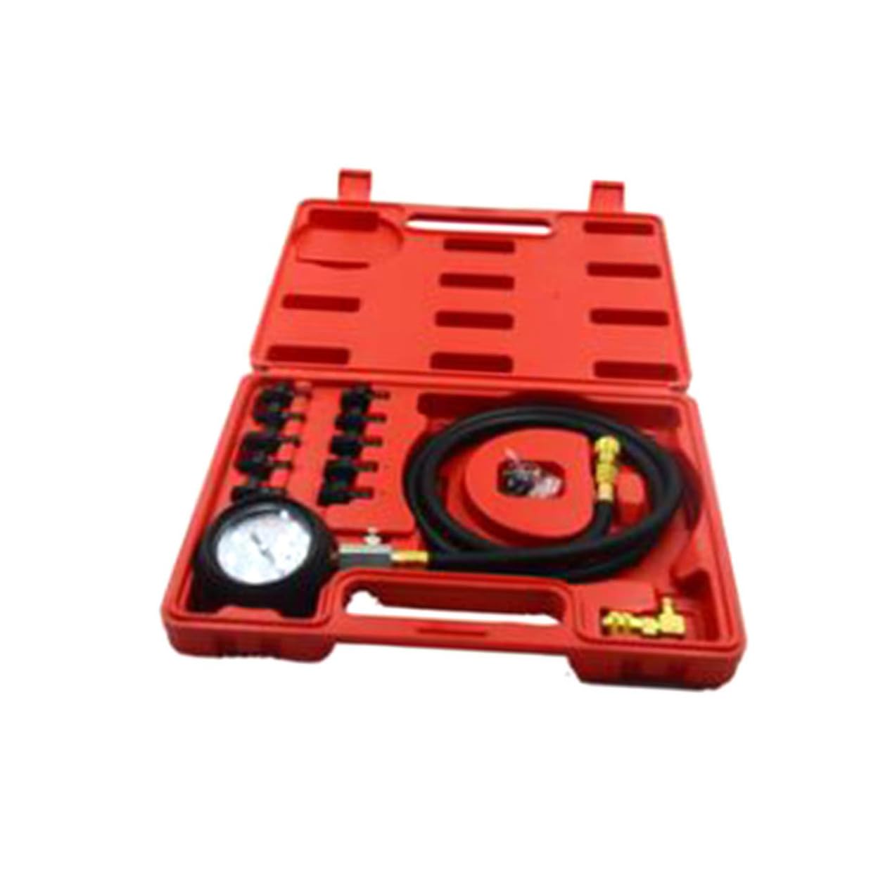 SOESFOUFU Engine Oil Pressure Diagnostic Tester Tool Set Oil Pressure Gauge Kit with Hose Adapters Coupling for Petrol Engines Includes Rubberized Protector Storage Case