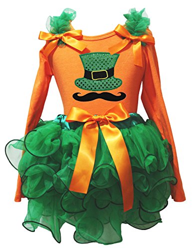 Falda de pétalos kelly verde con camisa manga larga y sombrero de San Patricio infantil 1
