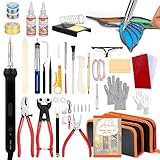 PP OPOUNT Stained Glass Kit for Beginners & Adults, Complete Stained Glass Making Kit with 100W Adjustable Soldering Iron, Glass Cutting Tools, Diamond Cutter Set & Instructions for DIY Glass Crafts