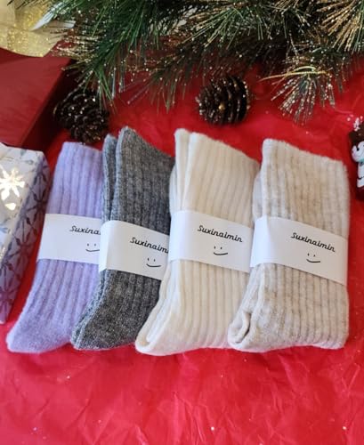Image of Women solid ribbed thermal wool socks - 1 pair Casual, Comfortable, Soft Wool Socks.