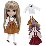 XiDonDon Doll Clothes Suspender Skirt+Shirt 2-Piece Set for Blyth,Ob24,Licca,Azone BJD Doll Accessories Toys Clothing (Brown Set)