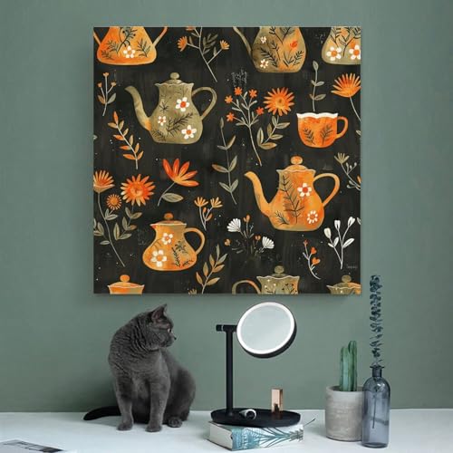 Toile murale abstraite théière inspirant la sérénité à la maison
