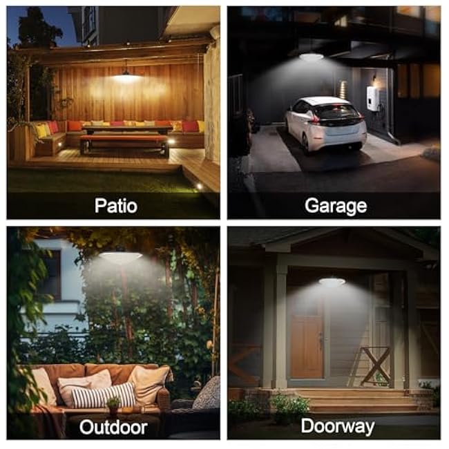 Solar Shed Light Outdoor Indoor Solar Powered Motion Sensor Light 198LED 1200LM Daytime Work Light with 5 Lighting Modes Remote Control IP65 Waterproof Solar Hanging Barn Ligh for Home Gazebo Shop