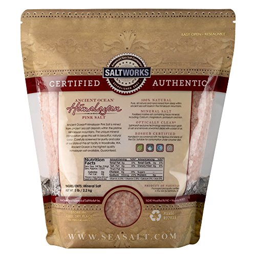 Saltworks Ancient Ocean Himalayan Pink Salt, Medium Grain, 5 Pound Bag #TOP1