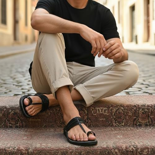 Image of DFR Ethnic Sandals For Boys Men, Comfortable Men's Rajasthani Slipper Chappals
