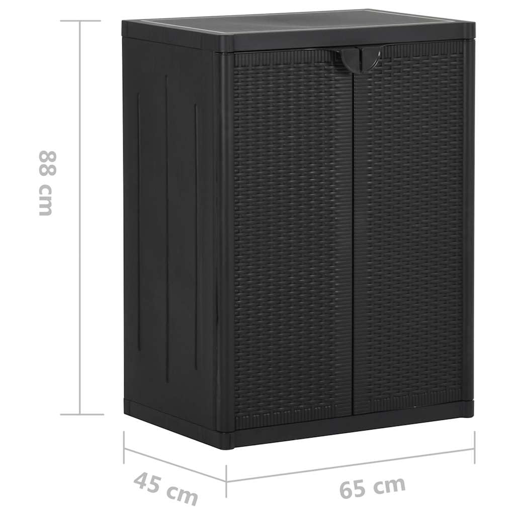 vidaXL Gartenschrank Kunststoffschrank Haushaltsschrank Spindschrank Schrank Spind Terrassenschrank Balkonschrank Schwarz 65x45x88cm PP Rattan