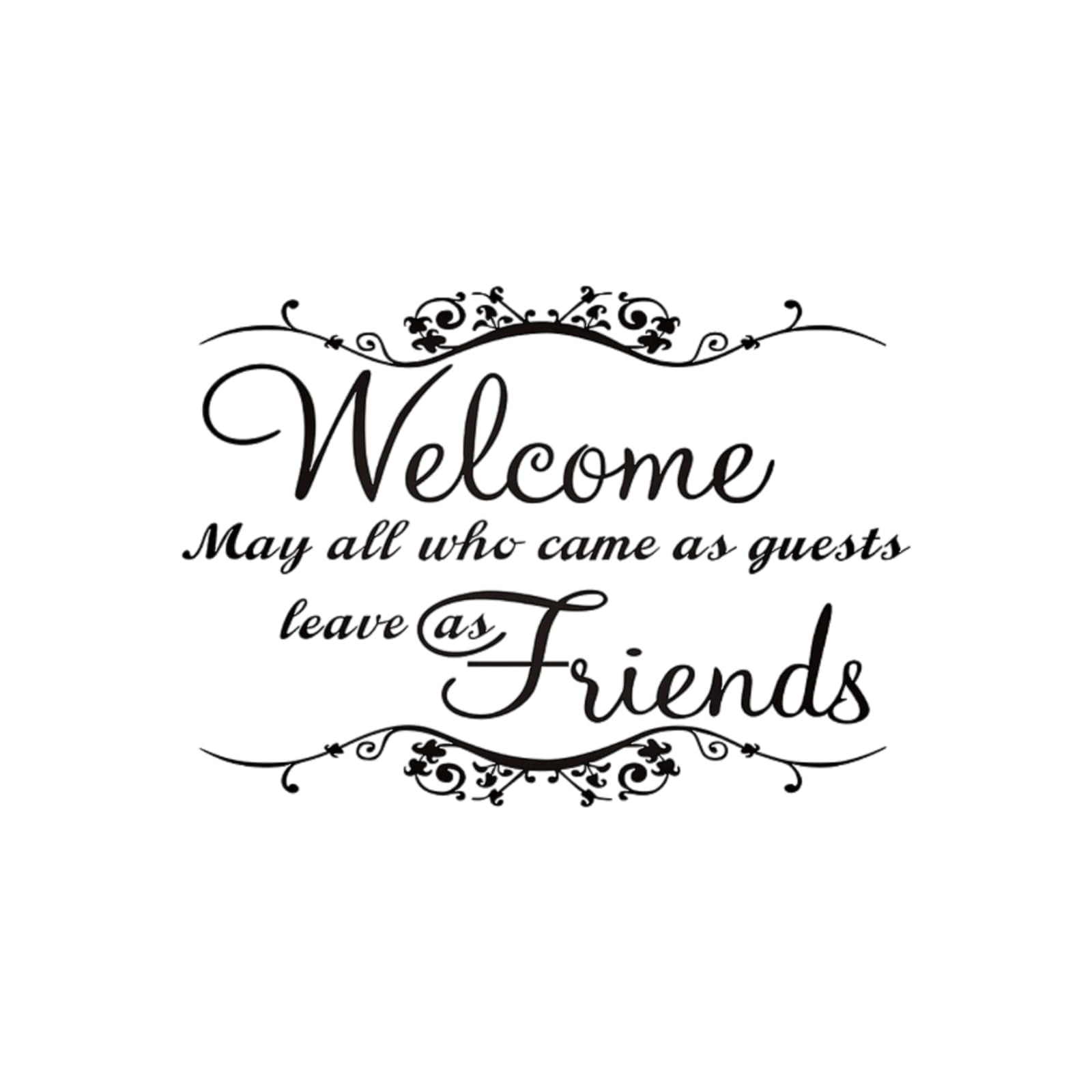 Sgphrzlt Welcome May All Who Came As Guests Leave As Friends Wall Decals, Large Vinyl Peel and Stick Quote Sayings Home Decor, Removable Art Lettering Stickers for Bedroom Living Room Office