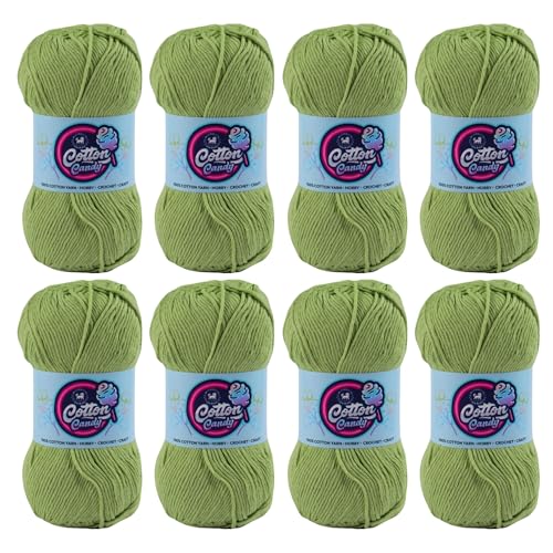 Image of NESTNHAVEN Cotton Candy 100% Cotton Yarn - (100g, 185 Meters) - Luxury Yarn for Crochet, Amigurumi, Embroidery, Toys, Garments, Flowers and Hobby, Projects. (Pista Green) | (800 Gm)