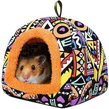 Small Animal Hamster Hedgehog Small Guinea Pig Bed Hideout House Washable Warm Cartoon Hamster Hedgehog Chinchilla Ferret Small Guinea Pig Cage Hammock Beds for Small Animals Guinea Pig Accessories