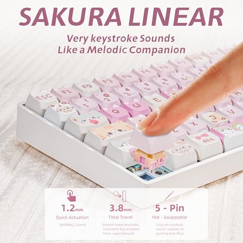 Image of ZORNHER ZH100 Wireless Cat Mechanical Keyboard,98% Pink Cute Creamy Keyboard with Number Pad,Full Size Girly Kitty Gaming Keyboard,Meow Meow Squad Keycaps,Creamy Souding Linear Switches