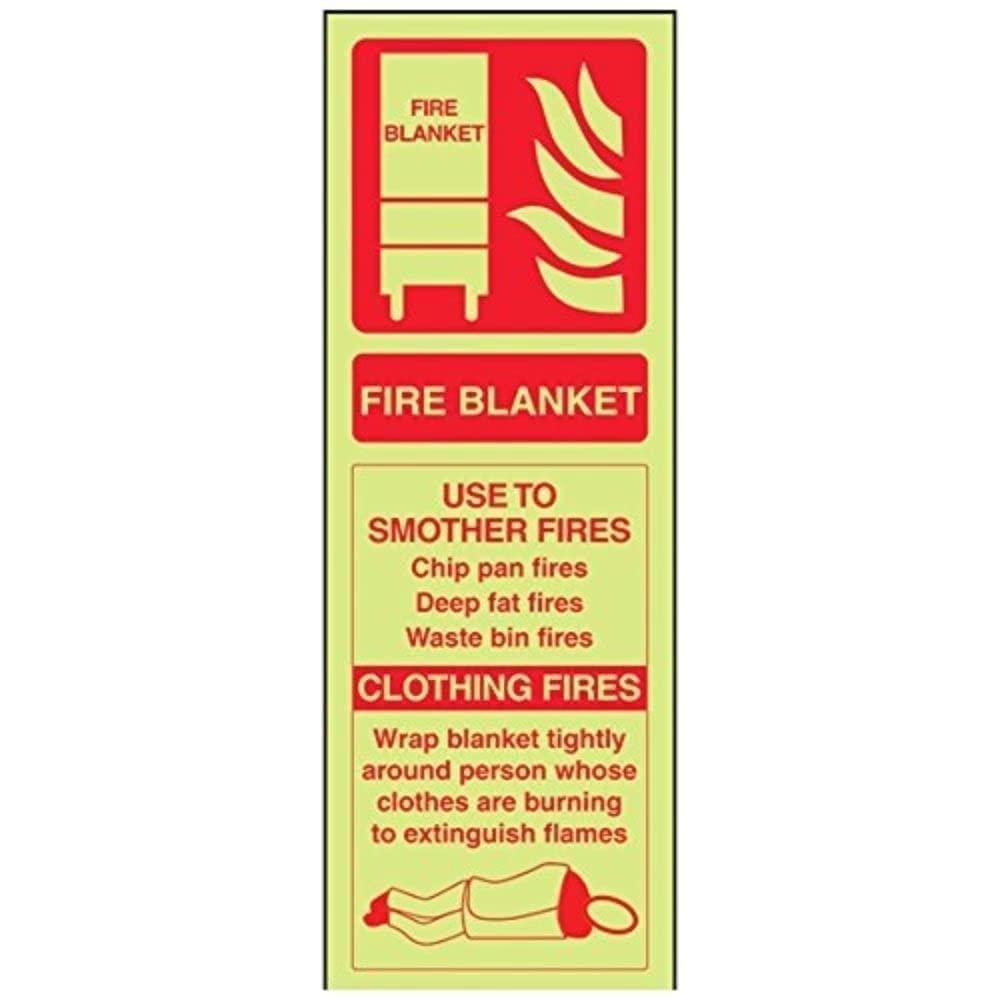 VSafety 11008AJ-G znak gaśnicy, identyfikator koca ogniowego, świecący w ciemności 1 mm plastik, portret, 100 mm x 280 mm, czerwony