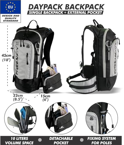 FREEMOVE Sports Backpack Daypack - for Men, Women - Suitable as Hydration Camel Backpack for Hiking, Running or Biking Backpack for MTB Cycling - Water Bladder NOT Included