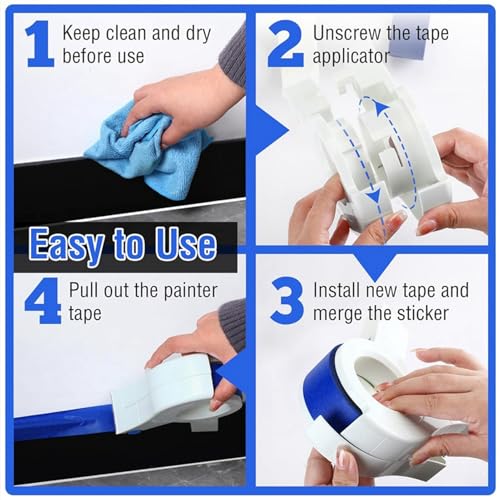 Image of Masking Paint Tape Applicator, Portable Masking Paint Tape Dispenser Cutter Tightly Seals Tape onto Various Surfaces for Painting Trim Door Frames