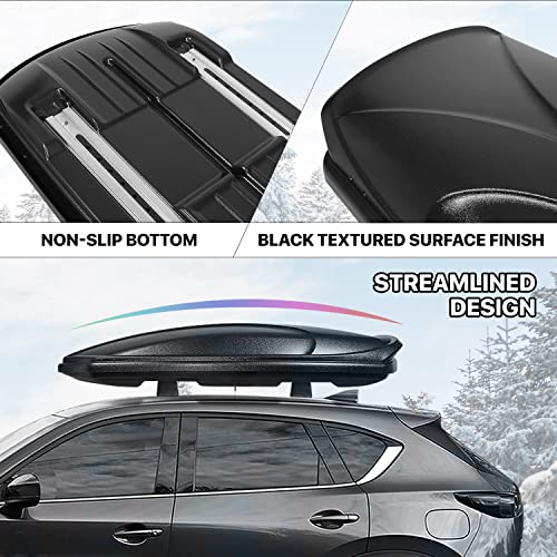 Image of DNA Motoring Extra Long XXL Rooftop Cargo Carrier Box Lockable Roof Luggage Storage Case w /Lock+Keys, 110Lb Capacity, 15 Cubic Ft.(Textured Black),PT-ZTL-8294-BK