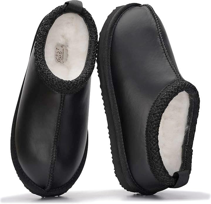 Project Cloud 100% Genuine Leather Womens Slippers with Genuine Australian Shearling Fur Lining Slippers for Women - Non-Slip EVA with Memory Foam