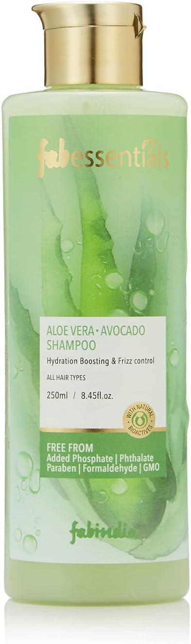 Fabessentials Aloe Vera Avocado Shampoo | Vitamin E | Hydration Boosting & Frizz Control | Replenishes Dull Lifeless Strands & Restores Hydration | 200 ml