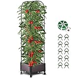 75" H Large Tomato Planter with Wheels, Raised Garden Bed Planter Box with Trellis for Indoor Outdoo