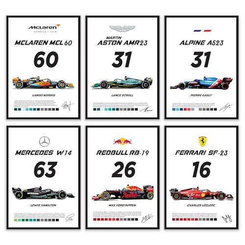 Image of Wall Art Posters, 20x30 cm (A4), Self-Adhesive, F-1 Racing Design for Bedroom, Living Room, Office (F1 Car Poster)