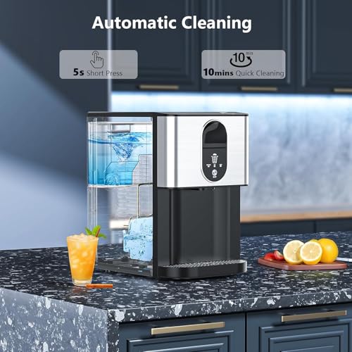 Image of Nugget Ice Makers Countertop, 44lbs /24H Crushed Ice Machine | Chewable Ice Maker Machine with Ice Dispenser, 2.4L Water Reservoir, Self-Cleaning, Ideal for Kitchen /Bar /Office, L-Silver