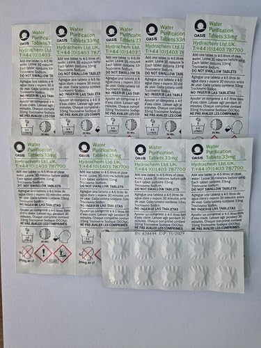 Zuiveringstabletten: Compact en effectief tegen bacteriën en virussen. Vereisen voorafgaande filtratie voor het beste resultaat.