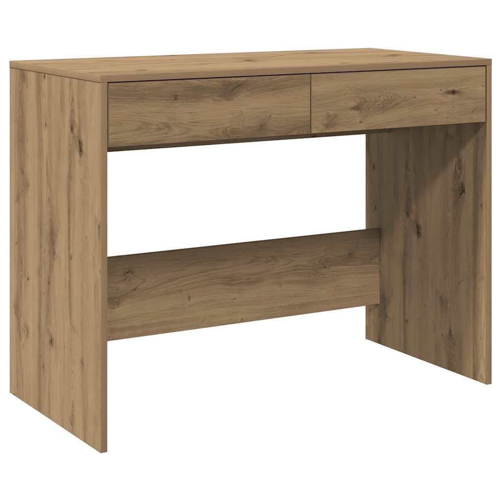 Schreibtisch Artisan-Eiche 101x50x76,5 cm Holzwerkstoff mit 2 Schubladen, Stabiler Arbeitstisch für Büro und Zuhause, geräumige Tischplatte für Computer und Schreibutensilien,