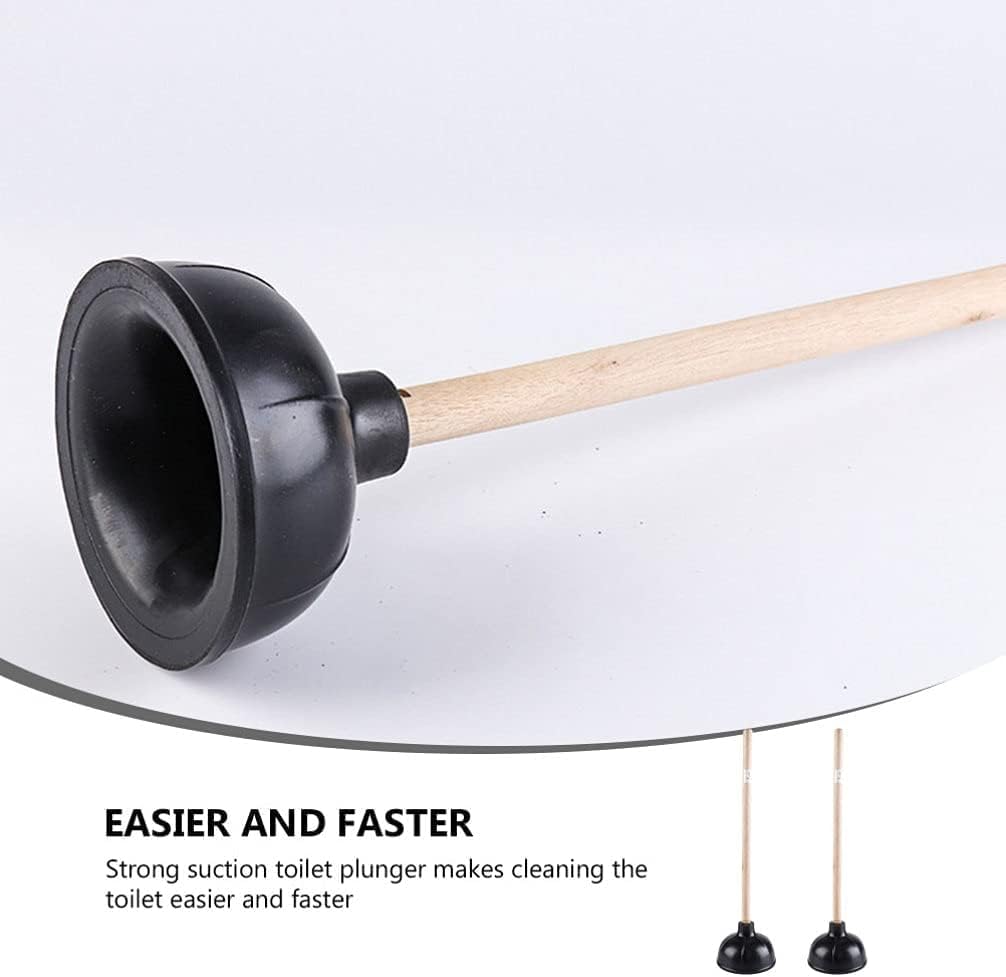 2PCS Rubber Toilet Plungers for Bathroom Heavy Duty Cup Plunger for Toilet with Long Wooden Handle to Fix Clogged Toilets and Drain Plunger