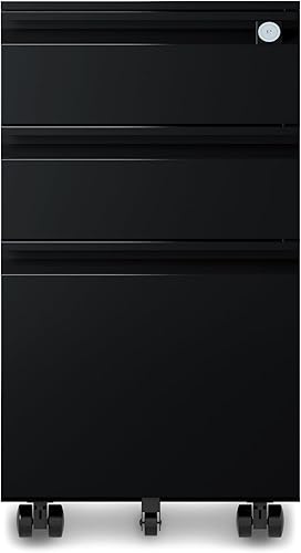 Miniatura 8 de Archivador clásico de 3 cajones de 15.4 pulgadas de ancho con cerradura, gabinetes de llenado de metal para tamaño legalcarta para oficina en casa,