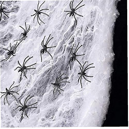 LjzlSxMF Halloween benodigdheden, Halloween Stretchable Spider Web Decoratie 60g spinnenwebben met 60 spinnen voor… - Afbeelding 3