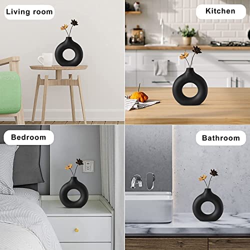 Image of Black Donut Ceramic Vase