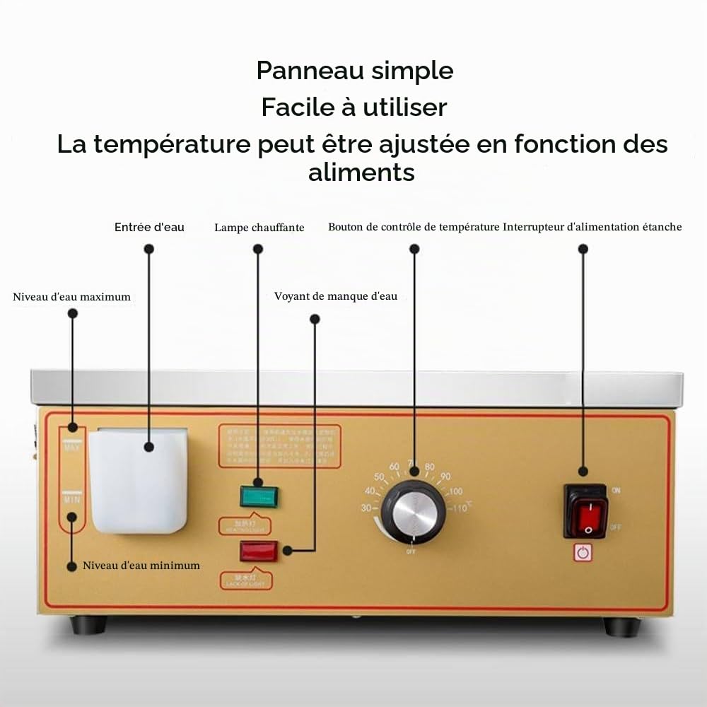 Cuiseur Vapeur Électrique Dim Sum, Cuiseur Vapeur Électrique Commercial, Avec Alarme D'ébullition À Sec Et Système D'alimentation En Eau Indépendant, Réglage De La Température Constante De 30 À 110 ℃