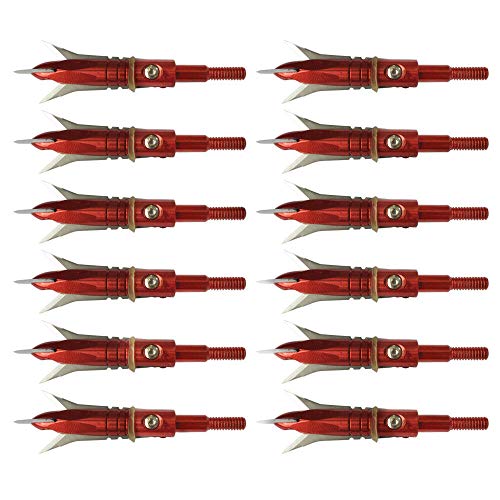 Zzuus 12Pcs Archery Red Broadheads 100 Grain 2.1" Cut For Compound Bow Crossbow Arrowheads With Plastic Portable Broadheads Case #TOP1